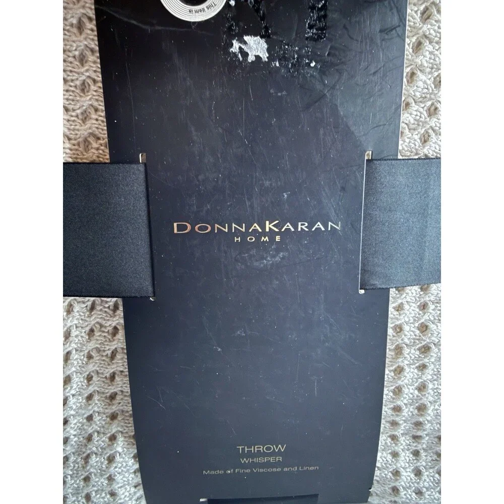 Donna Karan Open Knit Weave Throw Blanket in Natural Whisper 50x70